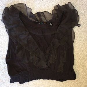 Nordstrom Ruffled Grey Blouse
